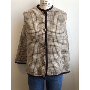 Michael Kors Plaid Cape Made In Italy Wool/ Cshmr